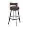 Armen Living Lynof Swivel Counter Stool in Brown Metal with Brown Faux Leather 840254335448 - alternate 2